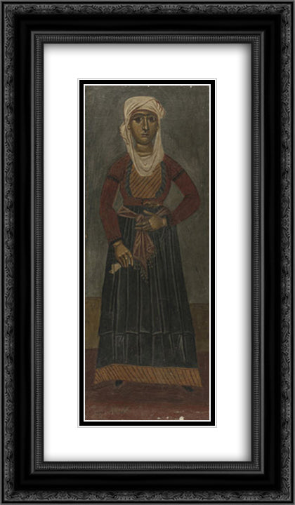 Girl , Psara, Psarianh 14x24 Black Ornate Wood Framed Art Print Poster with Double Matting by Tsaroychis, Yiannis