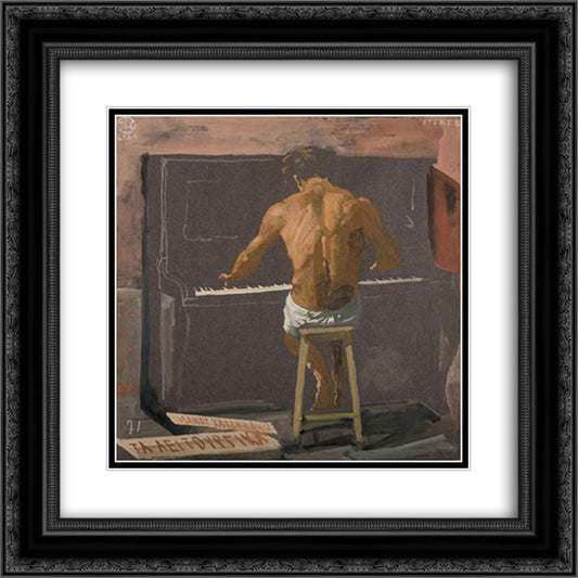 Half Naked Pianist 20x20 Black Ornate Wood Framed Art Print Poster with Double Matting by Tsaroychis, Yiannis