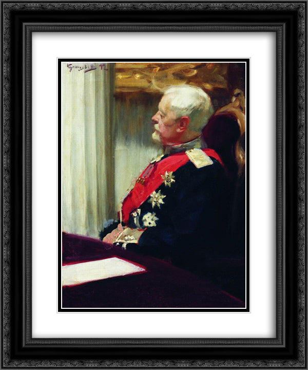 General of Infantry Christopher Roop 20x24 Black Ornate Wood Framed Art Print Poster with Double Matting by Kustodiev, Boris