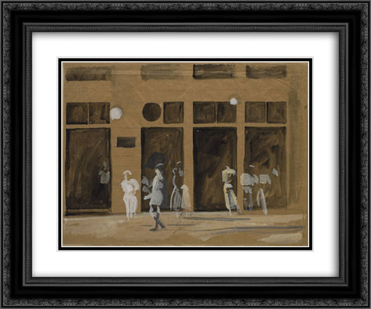 Mavrokephalos coffee - house 24x20 Black Ornate Wood Framed Art Print Poster with Double Matting by Tsaroychis, Yiannis