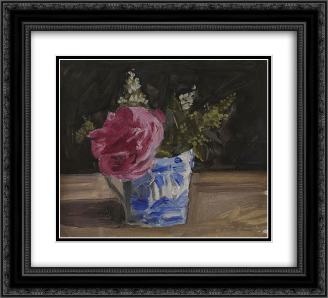 Montrouge rose in an English cup 22x20 Black Ornate Wood Framed Art Print Poster with Double Matting by Tsaroychis, Yiannis