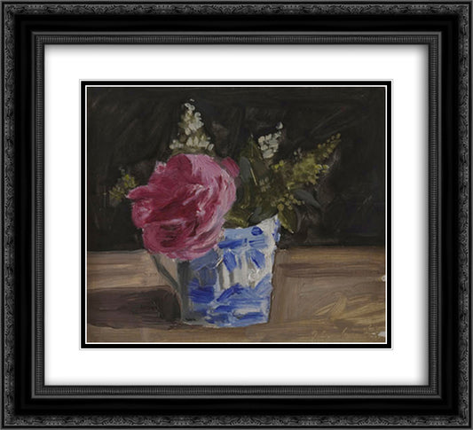 Montrouge rose in an English cup 22x20 Black Ornate Wood Framed Art Print Poster with Double Matting by Tsaroychis, Yiannis
