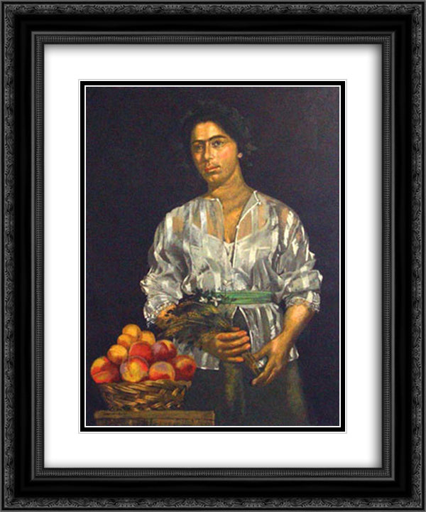 Portrait of a woman 20x24 Black Ornate Wood Framed Art Print Poster with Double Matting by Tsaroychis, Yiannis