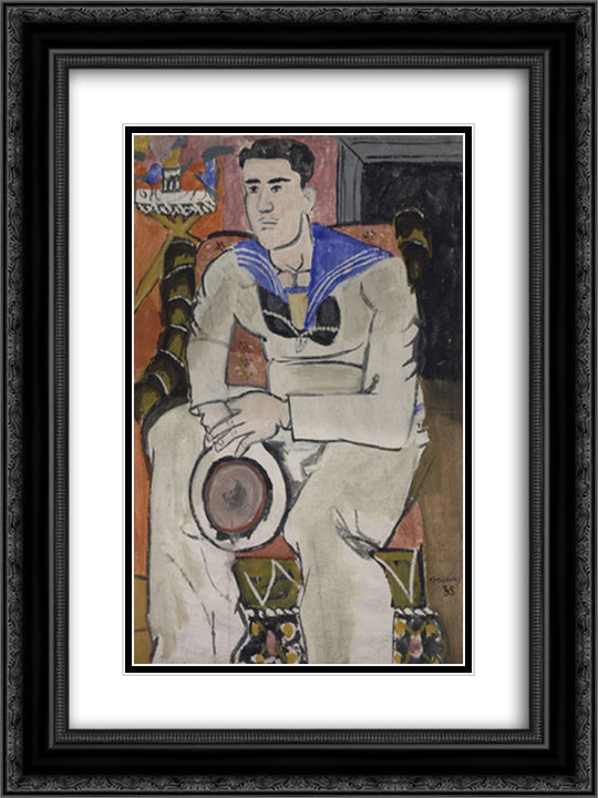 Sailor with a pink face 18x24 Black Ornate Wood Framed Art Print Poster with Double Matting by Tsaroychis, Yiannis