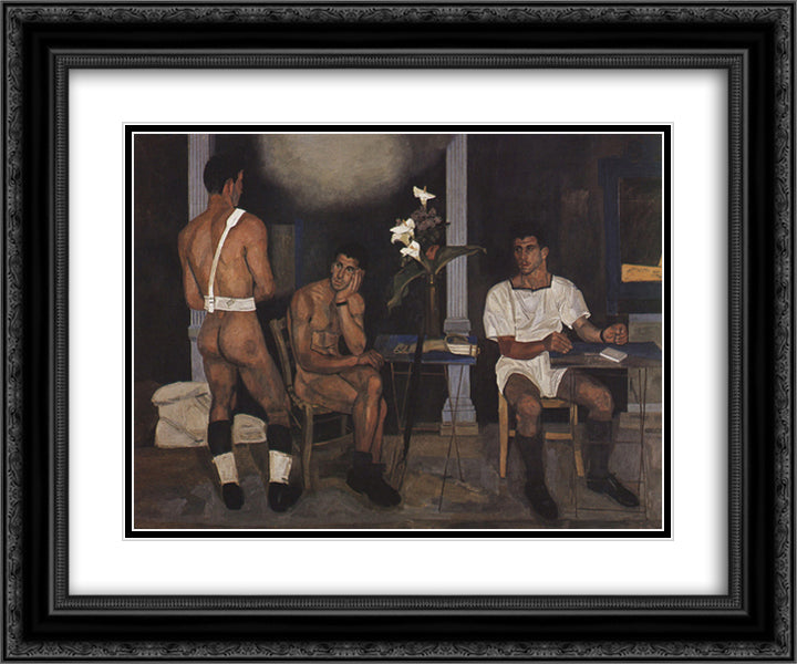 The Forgoten Guards 24x20 Black Ornate Wood Framed Art Print Poster with Double Matting by Tsaroychis, Yiannis