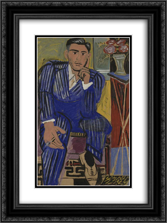 The Thinker 18x24 Black Ornate Wood Framed Art Print Poster with Double Matting by Tsaroychis, Yiannis