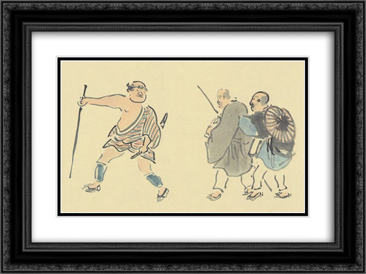 The Narrow Road to the Deep North 24x18 Black Ornate Wood Framed Art Print Poster with Double Matting by Buson, Yosa
