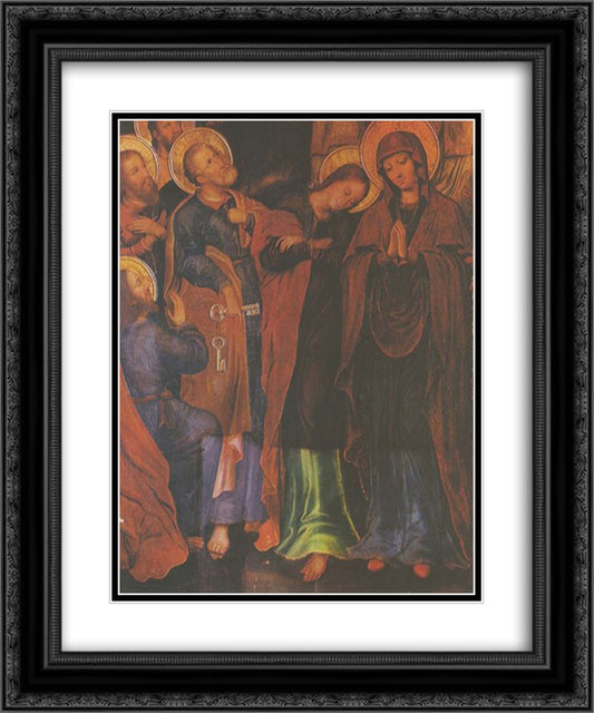 Fragment of the icon The Elevation of Christ into Heaven from the Maniava Hermitage iconostasis 20x24 Black Ornate Wood Framed Art Print Poster with Double Matting by Kondzelevych, Yov