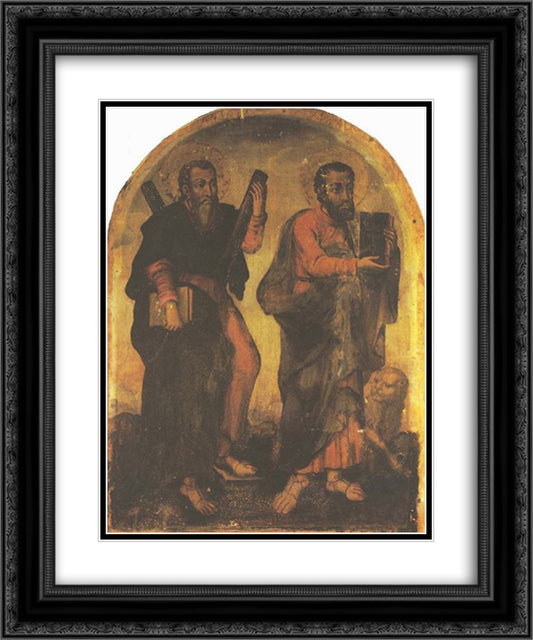 Icon of Apostles Andrew and Mark 20x24 Black Ornate Wood Framed Art Print Poster with Double Matting by Kondzelevych, Yov