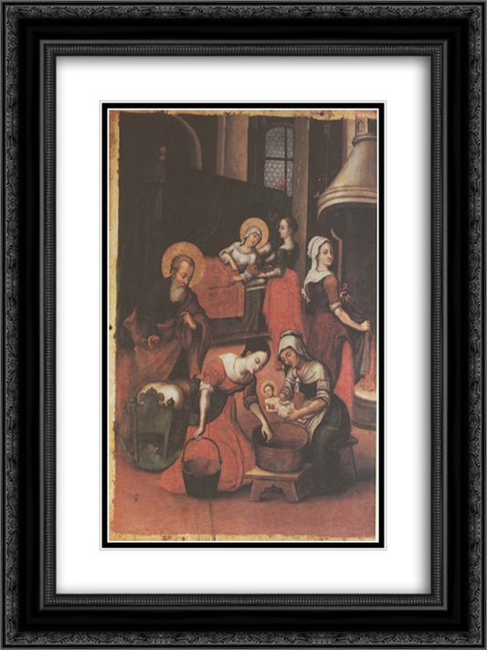Icon The Nativity of Virgin Mary (fragment) 18x24 Black Ornate Wood Framed Art Print Poster with Double Matting by Kondzelevych, Yov