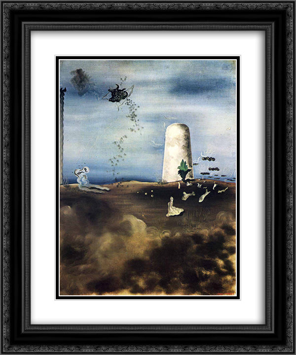 Death Awaiting his Family 20x24 Black Ornate Wood Framed Art Print Poster with Double Matting by Tanguy, Yves