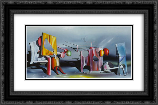 Reply to Red 24x16 Black Ornate Wood Framed Art Print Poster with Double Matting by Tanguy, Yves