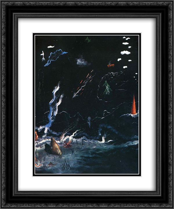Storm(Black Landscape) 20x24 Black Ornate Wood Framed Art Print Poster with Double Matting by Tanguy, Yves