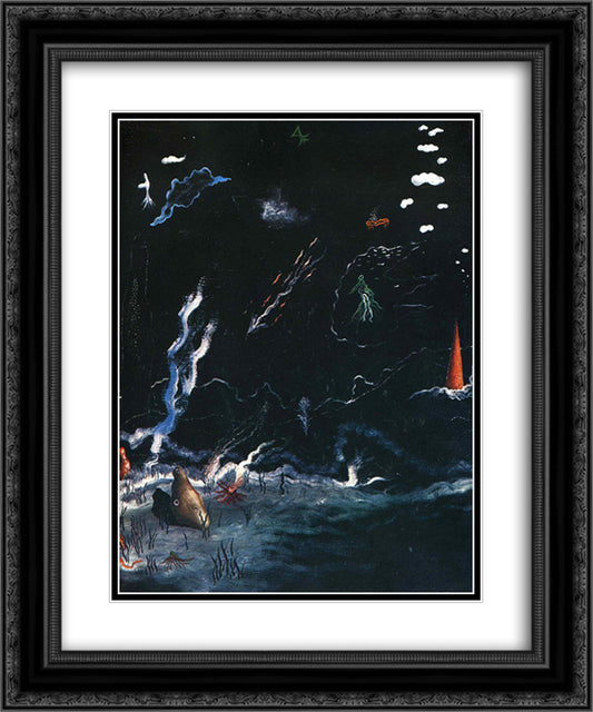 Storm(Black Landscape) 20x24 Black Ornate Wood Framed Art Print Poster with Double Matting by Tanguy, Yves