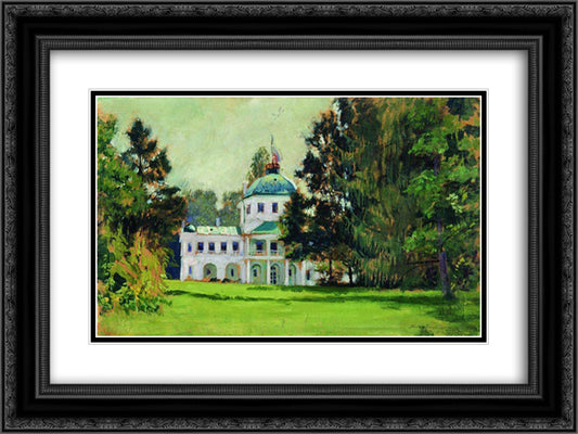 Manor in the park 24x18 Black Ornate Wood Framed Art Print Poster with Double Matting by Kustodiev, Boris