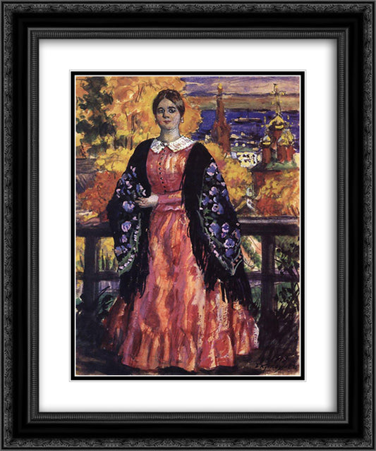 Mercahnt's Wife 20x24 Black Ornate Wood Framed Art Print Poster with Double Matting by Kustodiev, Boris