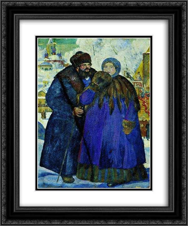 Merchant with his wife 20x24 Black Ornate Wood Framed Art Print Poster with Double Matting by Kustodiev, Boris