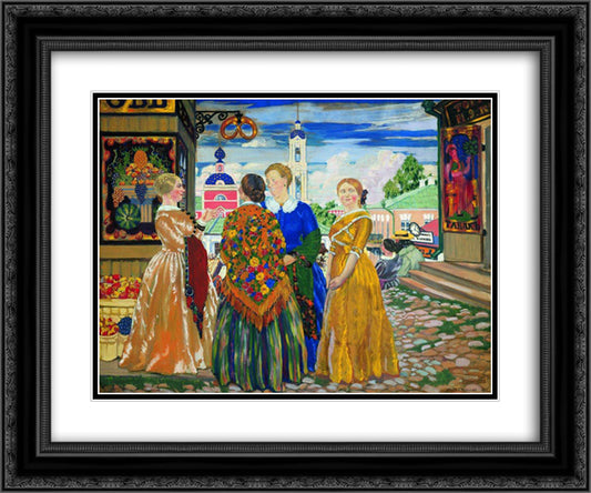 Merchant Wives 24x20 Black Ornate Wood Framed Art Print Poster with Double Matting by Kustodiev, Boris