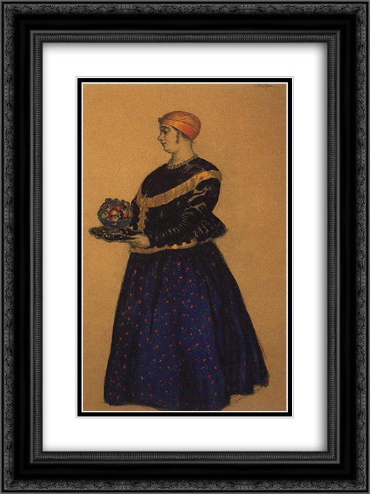 Moor 18x24 Black Ornate Wood Framed Art Print Poster with Double Matting by Kustodiev, Boris