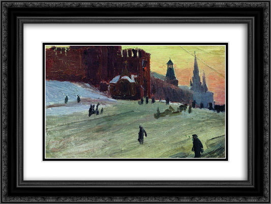 Moscow. Red Square 24x18 Black Ornate Wood Framed Art Print Poster with Double Matting by Kustodiev, Boris