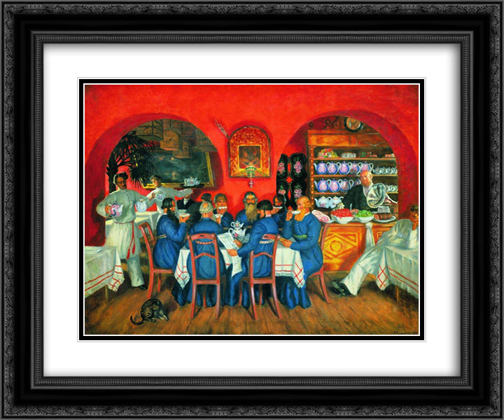 Moscow Tavern 24x20 Black Ornate Wood Framed Art Print Poster with Double Matting by Kustodiev, Boris