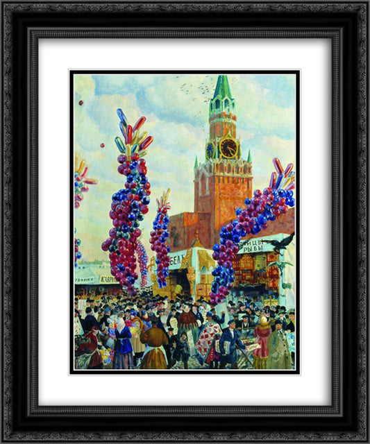 Palm market with Spassky Gate 20x24 Black Ornate Wood Framed Art Print Poster with Double Matting by Kustodiev, Boris