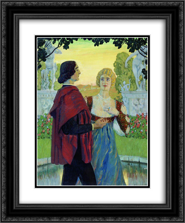 Poetry 20x24 Black Ornate Wood Framed Art Print Poster with Double Matting by Kustodiev, Boris