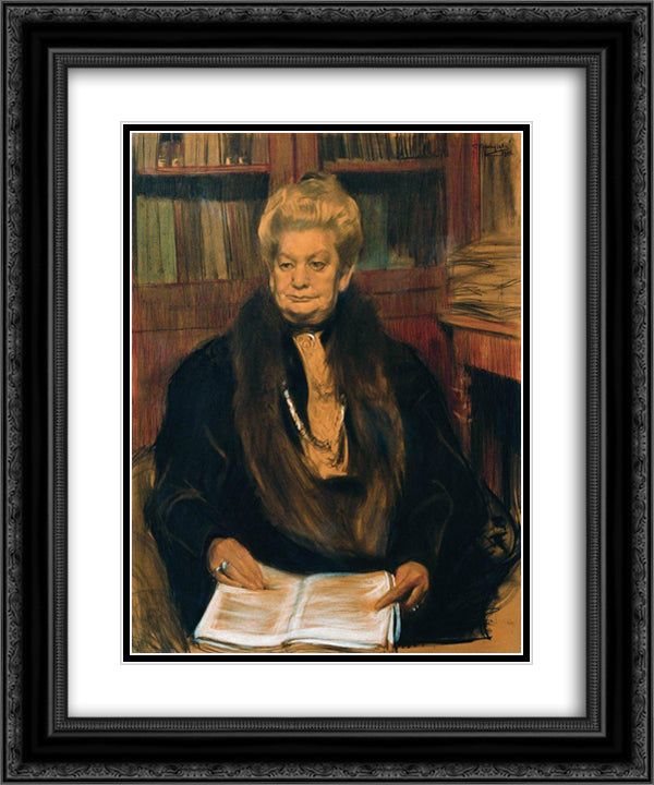 Portrait of a writer Alexandra Vasilevny Schwartz 20x24 Black Ornate Wood Framed Art Print Poster with Double Matting by Kustodiev, Boris