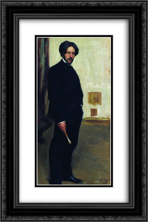 Portrait of D.F. Bogoslovsky 16x24 Black Ornate Wood Framed Art Print Poster with Double Matting by Kustodiev, Boris