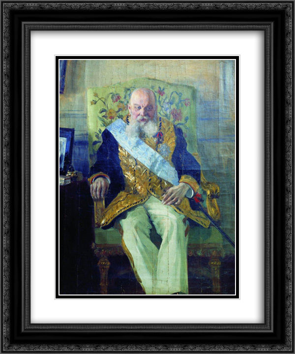 Portrait of D.M. Solsky 20x24 Black Ornate Wood Framed Art Print Poster with Double Matting by Kustodiev, Boris