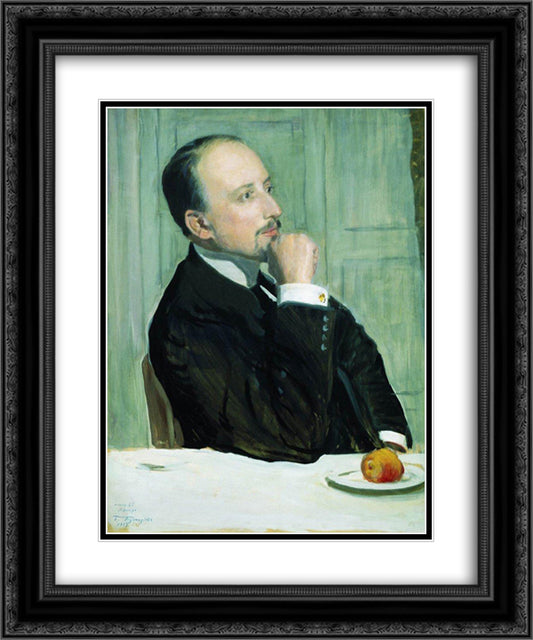 Portrait of E.E. Lansere 20x24 Black Ornate Wood Framed Art Print Poster with Double Matting by Kustodiev, Boris