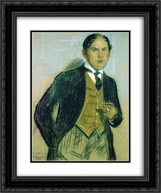 Portrait of G. Narbut 20x24 Black Ornate Wood Framed Art Print Poster with Double Matting by Kustodiev, Boris