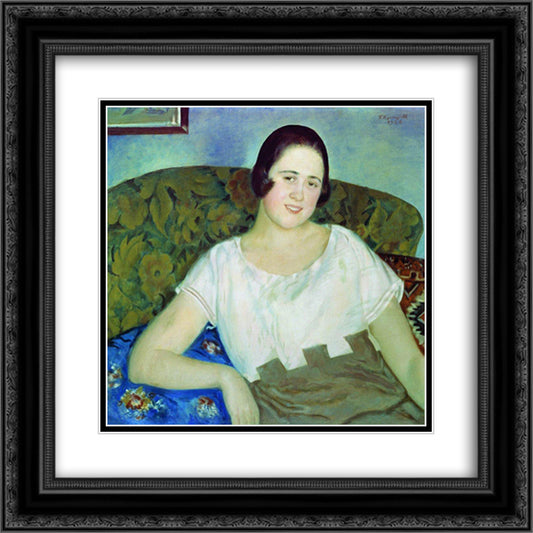 Portrait of I. Ivanova 20x20 Black Ornate Wood Framed Art Print Poster with Double Matting by Kustodiev, Boris