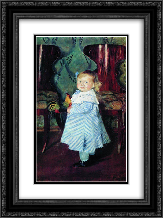 Portrait of I.B. Kustodieva 18x24 Black Ornate Wood Framed Art Print Poster with Double Matting by Kustodiev, Boris