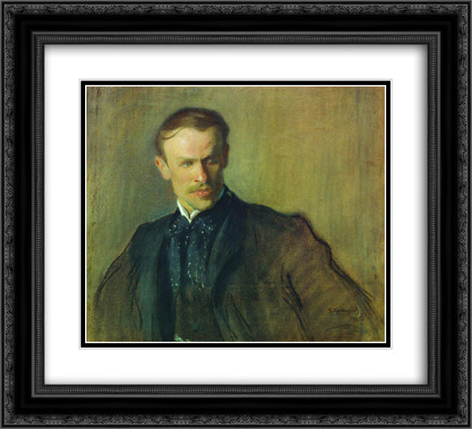 Portrait of L.P. Albrecht 22x20 Black Ornate Wood Framed Art Print Poster with Double Matting by Kustodiev, Boris