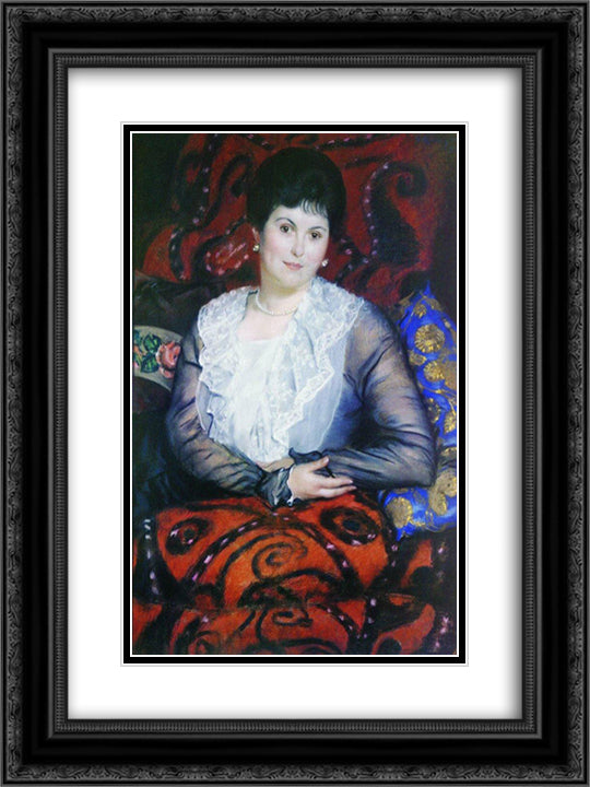 Portrait of Lyubov Borgman 18x24 Black Ornate Wood Framed Art Print Poster with Double Matting by Kustodiev, Boris