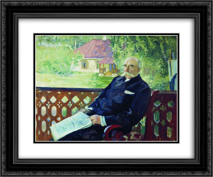 Portrait of N.A. Podsosov 24x20 Black Ornate Wood Framed Art Print Poster with Double Matting by Kustodiev, Boris
