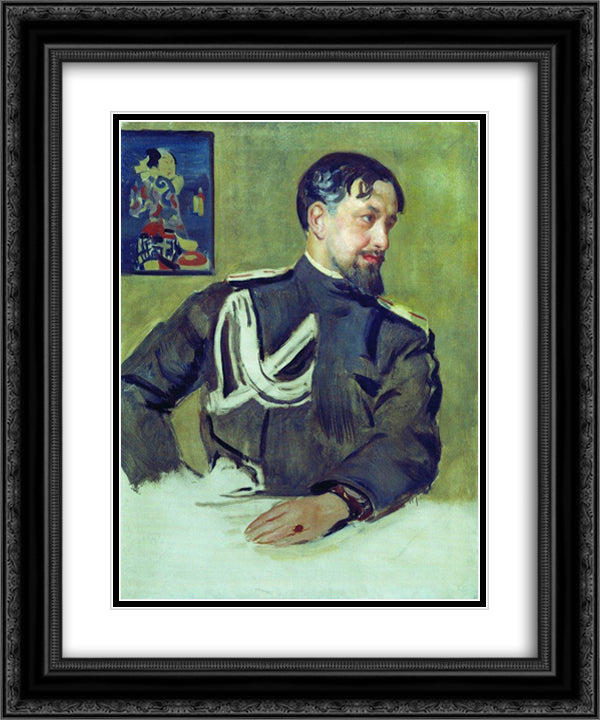 Portrait of N.D. Milioti 20x24 Black Ornate Wood Framed Art Print Poster with Double Matting by Kustodiev, Boris