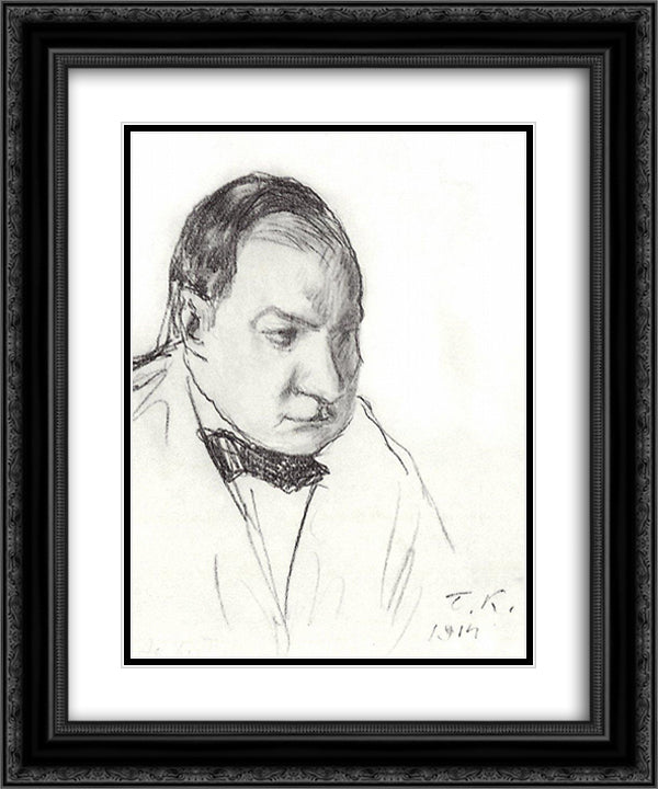 Portrait of N.G. Aleksandrov 20x24 Black Ornate Wood Framed Art Print Poster with Double Matting by Kustodiev, Boris