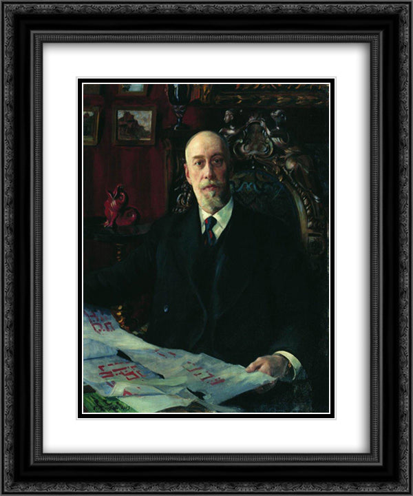 Portrait of N.K. von Meck 20x24 Black Ornate Wood Framed Art Print Poster with Double Matting by Kustodiev, Boris
