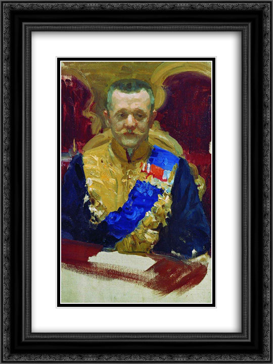 Portrait of N.V. Muraviev 18x24 Black Ornate Wood Framed Art Print Poster with Double Matting by Kustodiev, Boris