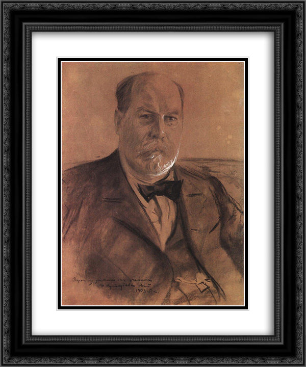 Portrait of P.A. Vlasov 20x24 Black Ornate Wood Framed Art Print Poster with Double Matting by Kustodiev, Boris