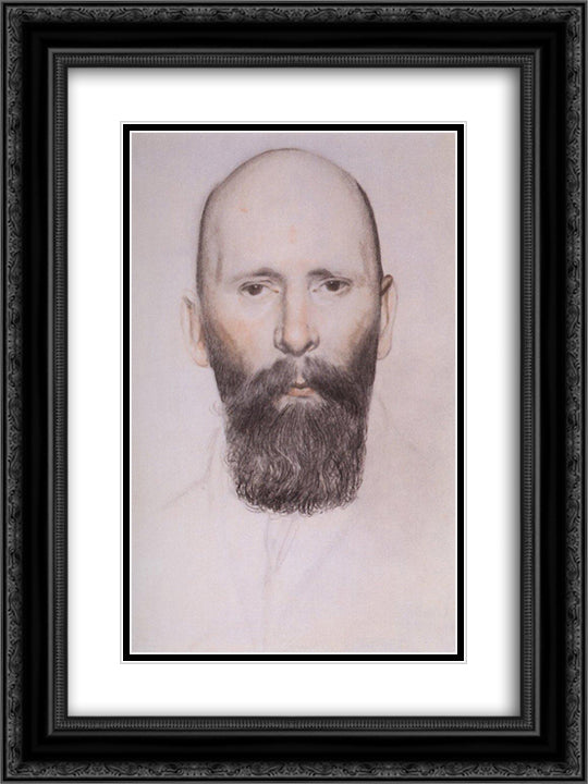 Portrait of P.I. Neradovsky 18x24 Black Ornate Wood Framed Art Print Poster with Double Matting by Kustodiev, Boris