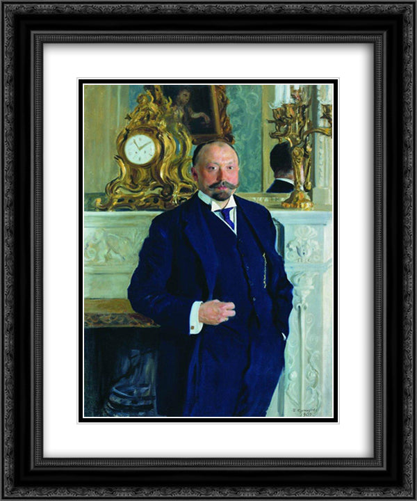 Portrait of P.L. Barc 20x24 Black Ornate Wood Framed Art Print Poster with Double Matting by Kustodiev, Boris