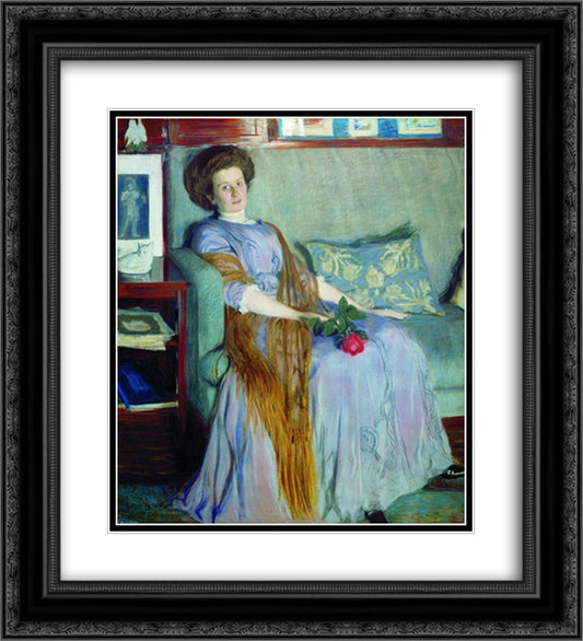 Portrait of R.I. Notgaft 20x22 Black Ornate Wood Framed Art Print Poster with Double Matting by Kustodiev, Boris