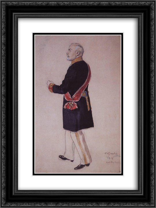 Portrait of S. Somov 18x24 Black Ornate Wood Framed Art Print Poster with Double Matting by Kustodiev, Boris