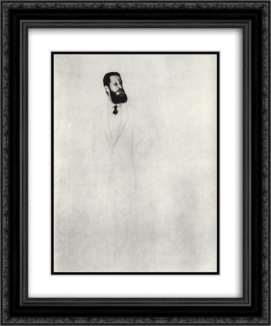 Portrait of S.N. Troinitsky 20x24 Black Ornate Wood Framed Art Print Poster with Double Matting by Kustodiev, Boris