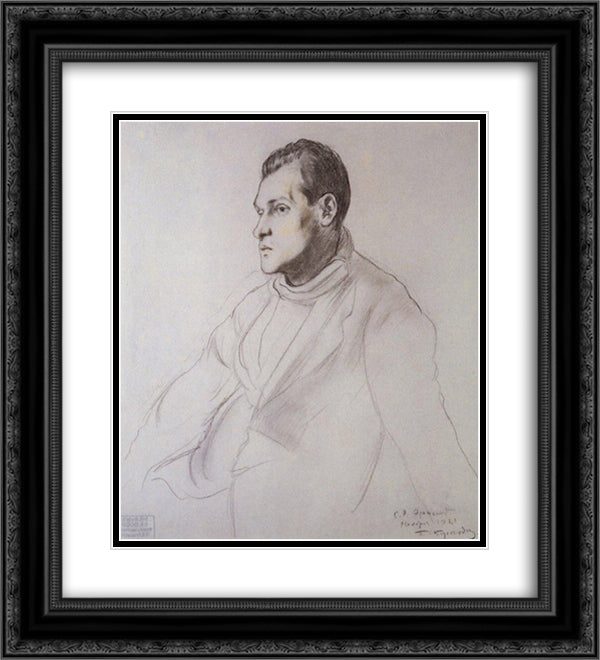 Portrait of S.R. Ernst 20x22 Black Ornate Wood Framed Art Print Poster with Double Matting by Kustodiev, Boris
