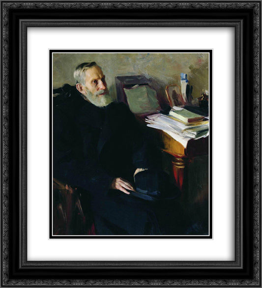 Portrait of Stjepan Nikolsky, uncle of the artist 20x22 Black Ornate Wood Framed Art Print Poster with Double Matting by Kustodiev, Boris