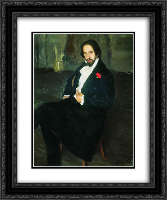 Portrait of the Painter Ivan Bilibin 20x24 Black Ornate Wood Framed Art Print Poster with Double Matting by Kustodiev, Boris